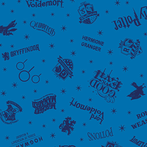 Harry Potter 2nd Edition - Shadow Words - Blue - Yardage