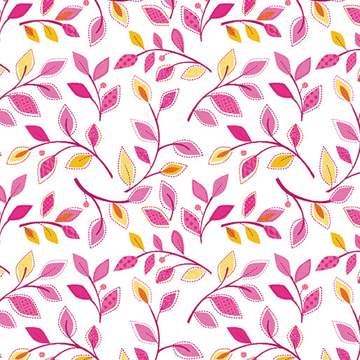 Serendipity Small Vine Pink White Fabric