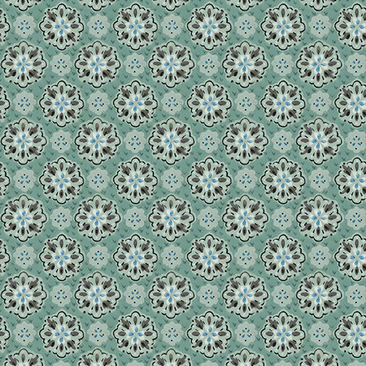 A Heart Led Life Medallion Magic Dark Teal Fabric