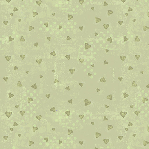 A Heart Led Life Tonal Hearts Lime Fabric