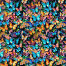Multi Stained Glass Butterflies Fabric