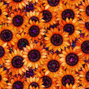 Sonny in the Sunflowers Stained Glass Sunflowers Orange Fabric