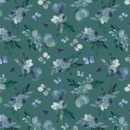 Enchanted Florals Enchanted Butterfly Garden Dk Teal