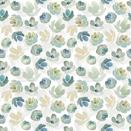 Enchanted Florals Enchanted Floral Toss Wht/Turq 1639309B