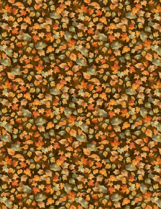 Glorious Fall Leaves Brown Fabric