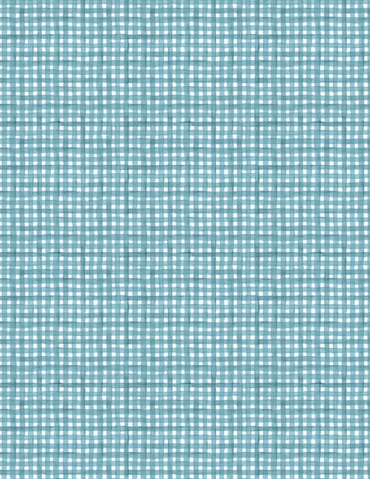 Glorious Fall Gingham Light Blue Fabric