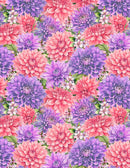 Dahlia Botanica -  Packed Floral - Pink/Purple - Yardage