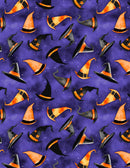 Spooky Tails - Witches Hats - Purple - Yardage