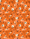 Spooky Tails -Bats - Orange - Yardage
