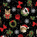Merry Cats - Toss - Black/Multi - Yardage