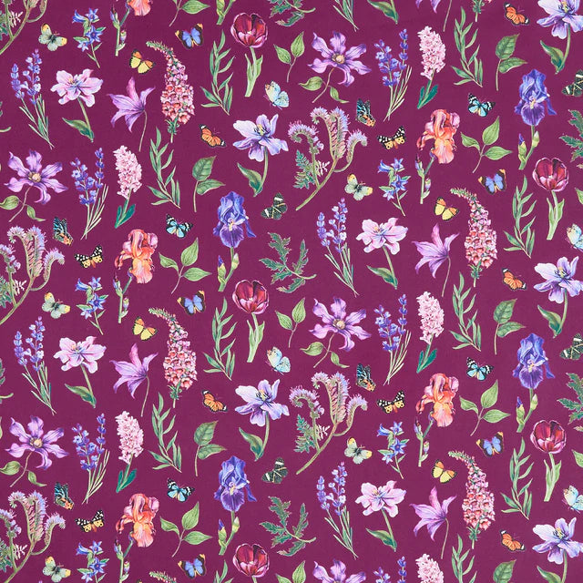 Deborah's Garden Floral Magenta Fabric