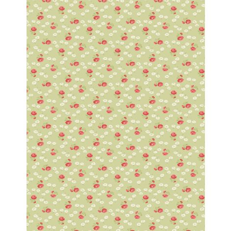 Sentiments Light Green Flowers Yardage