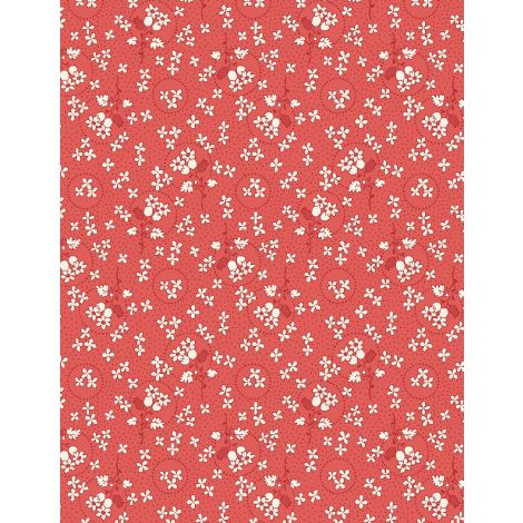 Sentiments Red Floral Rings Fabric