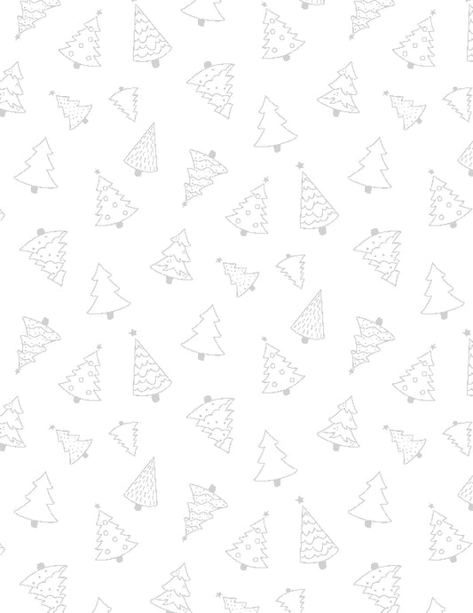 Stocking Stuffers 2 Trees White on White Fabric