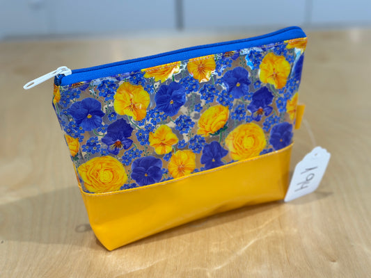 Clear Vinyl Bag #194 - Blue and Yellow Florals with Yellow Base