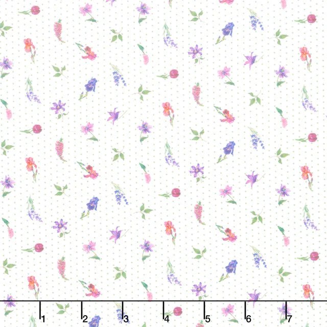 Deborah's Garden Mini Floral White Multi Fabric