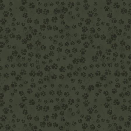 Merry Beary / Dark Green Paw Print Trails 21240406-02 / Fabric