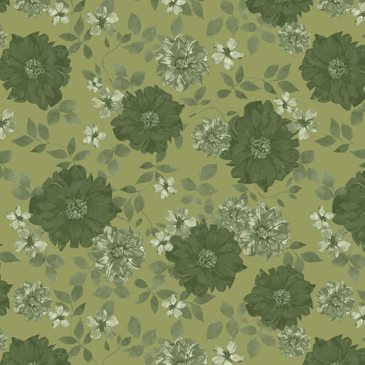 Celeste Collection Camelot - Floral Paradise - Green - Yardage