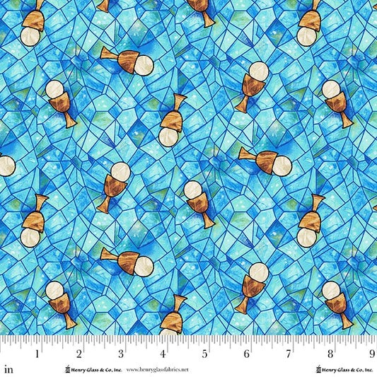 Faith in Full Color - Turquoise/Multi Tossed Chalice - Yardage