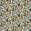 Faith in Full Color - Turquoise/White Packed Lillies - Yardage