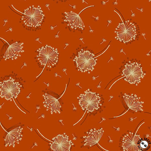 Makower Luxe Seed Heads Rust Fabric