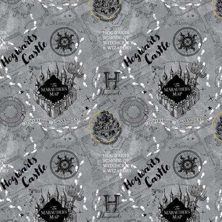 Harry Potter Grey Marauder's Map Fashion Fabric