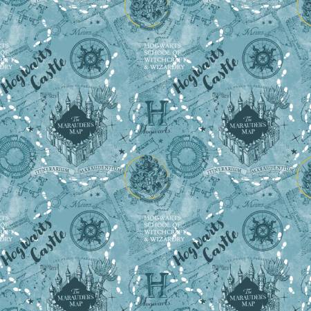 Harry Potter Blue Marauder's Map Fashion Fabric