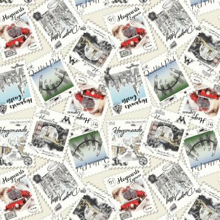 Harry Potter Wizarding Stamps Cream Fabric