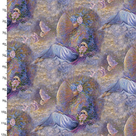 Angel of Peace - 3 Wishes - Angelic Guardian - Multicolor  - Yardage