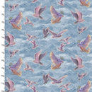 Angel of Peace - 3 Wishes - Doves in Flight - Blue - Yardage