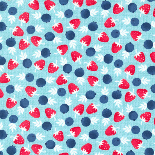 Berry Basket Navy Raspberry Berries Fabric