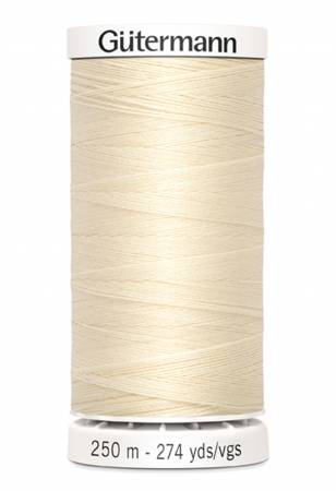 Gutermann - Polyester All Purpose Thread - 250 m/274 yds - #800 - Ivory