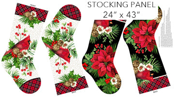 Cardinal Christmas Stocking Panel 24" x 43"