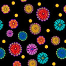 Carnivale Small Tossed Flowers Black - Yardage