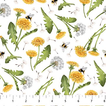 Beecroft Dandelion Toss White Fabric