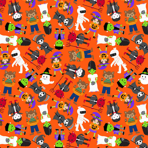 Little Monsters Tossed Trick or Treaters Fabric