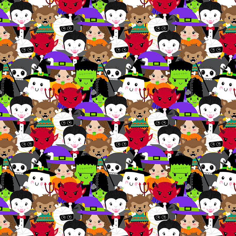 Little Monsters Trick or Treaters Collage Fabric