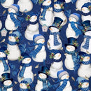 Let it Snow-Man! - Packed Snowmen - Dark Blue - Yardage