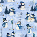 Let it Snow-Man! - Scenic Snowmen - Light Blue - Yardage
