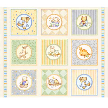 Lullaby - Baby Animal Picture Patches / Panel Cream