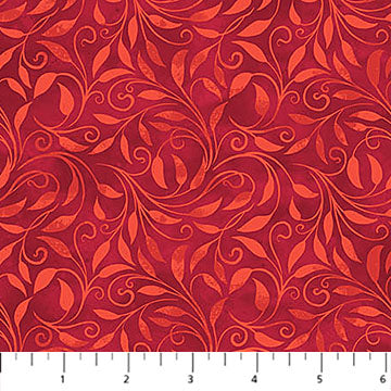 Nativity Leaf Scroll Red Fabric