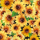 Sunshine Whispers - Packed Sunflowers - Black - Yardage