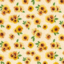 Sunshine Whispers - Sunflower Bunches - Cream - Yardage
