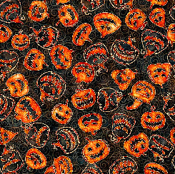 Wicked Pumpkin Toss Black Fabric