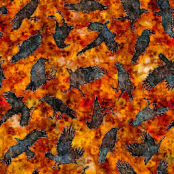 Wicked Ravens Orange Fabric