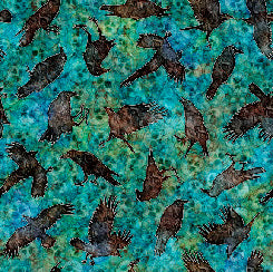 Wicked Ravens Teal Fabric