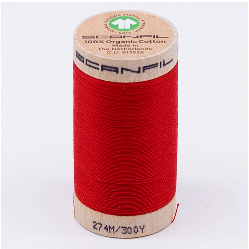 Scanfil Organic Cotton Thread 30/2 wt 300 yards High Risk Red 4805