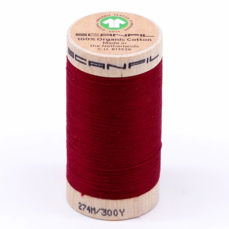 Scanfil Organic Cotton Thread 30/2 wt 300 yards Crimson 4806