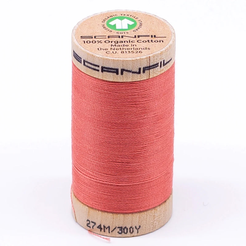 Scanfil Organic Cotton Thread 30/2 wt 300 yards Burnt Coral 4807