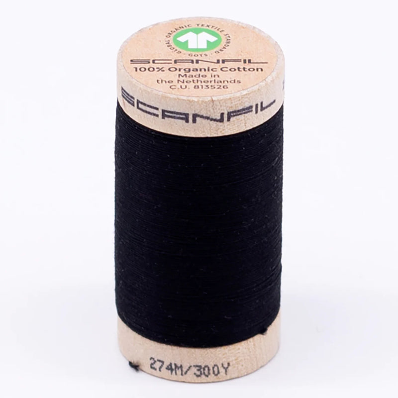 Scanfil Organic Cotton Thread 30/2 wt 300 yards Jet Black 4808